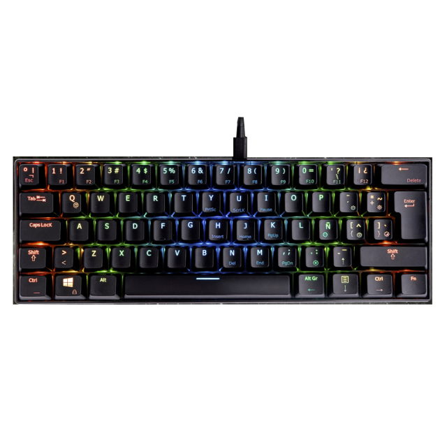 Teclado Gamer VSG Mintaka - Mecánico - Switch Kaihl Azul - Estructura Metálica - 60% - Alámbrico - Español - Negro - RGB - VG-KM981-BLK-BLUE