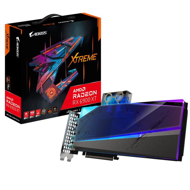 TARJETA DE VIDEO GIGABYTE AORUS RADEON RX 6900 XT XTREME WATERFORCE ENFRIAMIENTO CUSTOM - GV-R69XTAORUSX WB-16GD