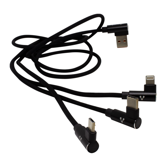 CABLE 3 EN 1 CARGADOR VORAGO USB - MICRO USB - USB-C - LIGHTNING CAB-308