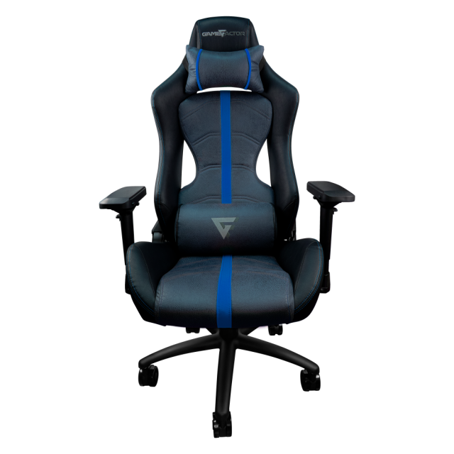 SILLA GAMER GAME FACTOR AZUL RECLINABLE 4D TACTO PIEL 150KG - CGC650-BL