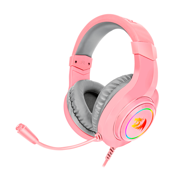 DIADEMA GAMER REDRAGON HYLAS PINK RGB CON MICROFONO - 3.5MM DOBLE + ADAPTADOR 3.5MM + USB - H260P-RGB