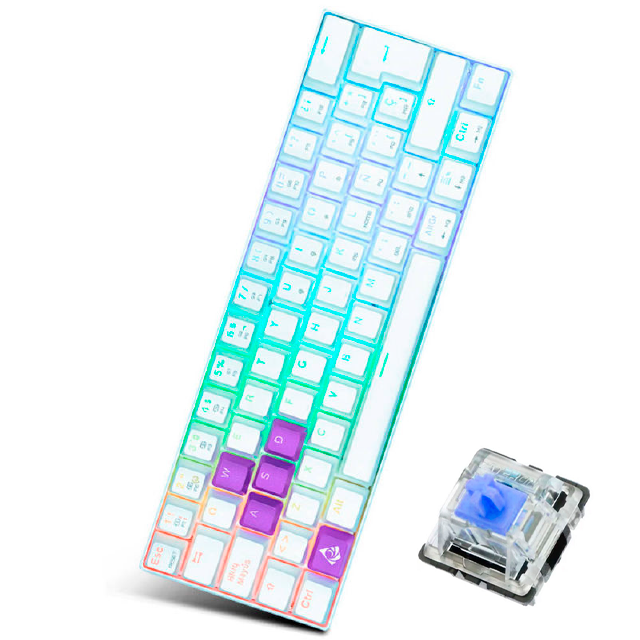 Teclado Gamer Munfrost Light Moon - Mecánico - Switch Gateron Azul - 60% - Alámbrico - Español - Blanco - ARGB