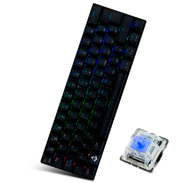 Teclado Gamer Munfrost Dark Moon - Mecánico - Switch Gateron Azul - 60% - Alámbrico - Español - Negro - ARGB