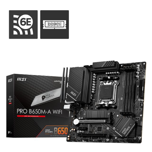 TARJETA MADRE MSI PRO B650M-A WIFI DDR5 MATX M.2 PCIE 5.0 AM5 - PRO B650M-A WIFI