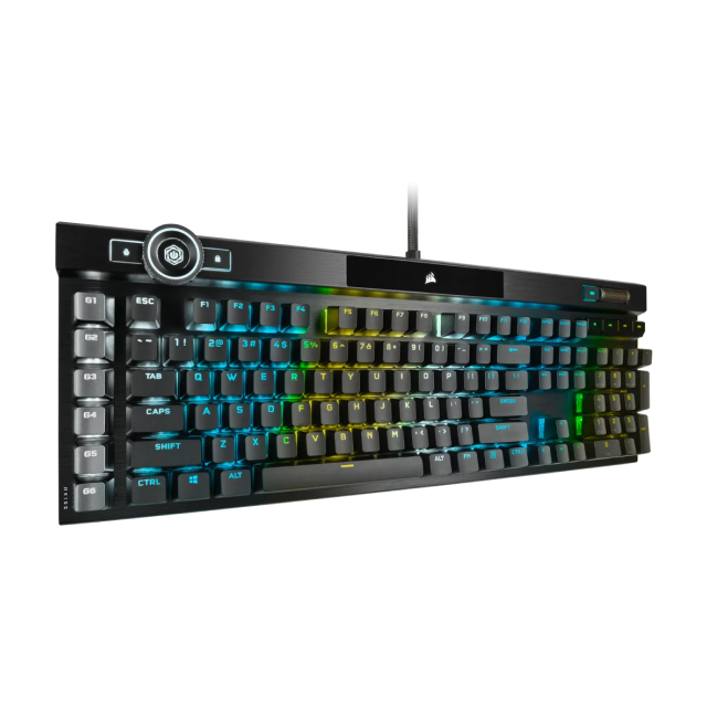 Teclado mecánico alámbrico Corsair K100 RGB | Switch Corsair OPX | Inglés | Reposa muñeca | CH-912A01A-NA