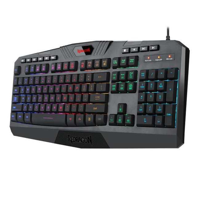 TECLADO GAMER REDRAGON HARPE PRO RGB ALAMBRICO LED RGB MEMBRANA BOTONES MULTIMEDIA - K503A-RGB