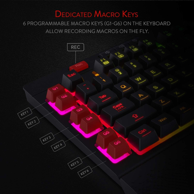 Teclado Alámbrico Redragon Shiva K512 | Full Size | Membrana | Cable Reforzado | Reposamuñecas | RGB | Negro | Español | K512RGB-SP