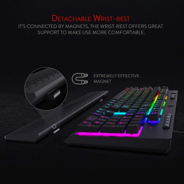 Teclado Alámbrico Redragon Shiva K512 | Full Size | Membrana | Cable Reforzado | Reposamuñecas | RGB | Negro | Español | K512RGB-SP