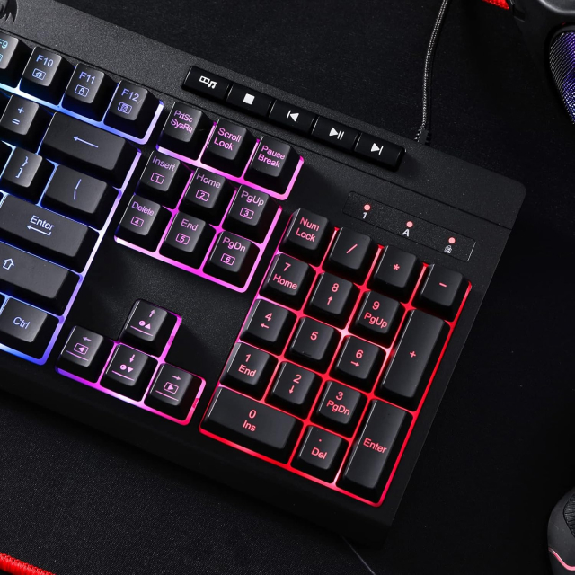 Teclado Alámbrico Redragon Shiva K512 | Full Size | Membrana | Cable Reforzado | Reposamuñecas | RGB | Negro | Español | K512RGB-SP