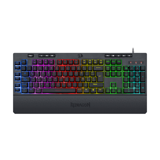 Teclado Alámbrico Redragon Shiva K512 | Full Size | Membrana | Cable Reforzado | Reposamuñecas | RGB | Negro | Español | K512RGB-SP