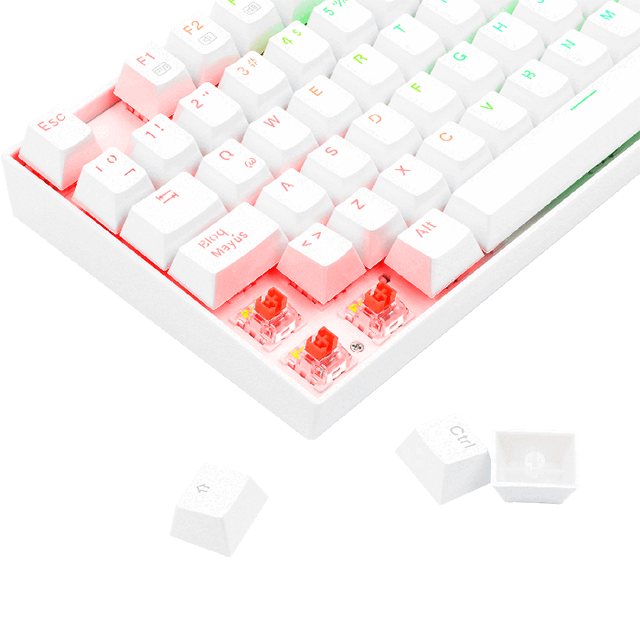 TECLADO ALAMBRICO MECANICO REDRAGON KUMARA BLANCO TKL SWITCH ROJO (ESPAÑOL)(HOT SWAP) / K552W-RGB-SP