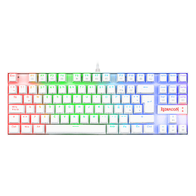 TECLADO ALAMBRICO MECANICO REDRAGON KUMARA BLANCO TKL SWITCH ROJO (ESPAÑOL)(HOT SWAP) / K552W-RGB-SP