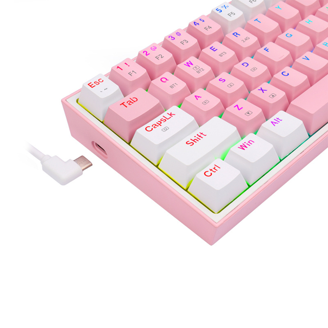 TECLADO GAMER REDRAGON FIZZ PRO PINK-WHITE INALAMBRICO - SWITCH RED - K616-RGB-P-W