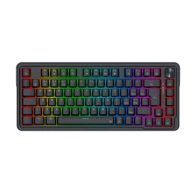 Teclado Gamer Mecánico Alámbrico Redragon Ucal Magnetic | 75% | Switches Magnéticos | Gasket Mount | Perilla de Volumen | Español | RGB | Negro | K673RGB-M-SP