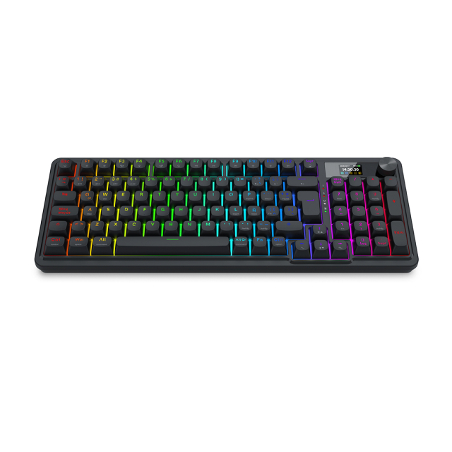 Teclado Mecánico Inalámbrico Redragon EISA LCD K719 | 95% | Switch Lineal Yolk | Hot Swap | Pantalla LCD | Gasket Mount | 2.4 GHz / Bluetooth / USB | Español | RGB | Negro | K719RGB-PRO SP