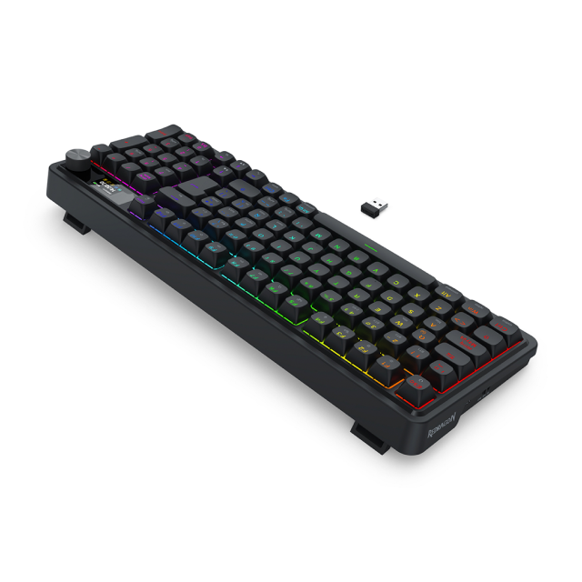 Teclado Mecánico Inalámbrico Redragon EISA LCD K719 | 95% | Switch Lineal Yolk | Hot Swap | Pantalla LCD | Gasket Mount | 2.4 GHz / Bluetooth / USB | Español | RGB | Negro | K719RGB-PRO SP