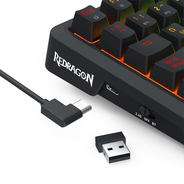 Teclado Mecánico Inalámbrico Redragon UCAL LCD K724 | 75% | Switch Lineal Yolk | Hot Swap | Pantalla LCD | Gasket Mount | 2.4 GHz / Bluetooth / USB | Español | RGB | Negro | K724RGB-PRO SP