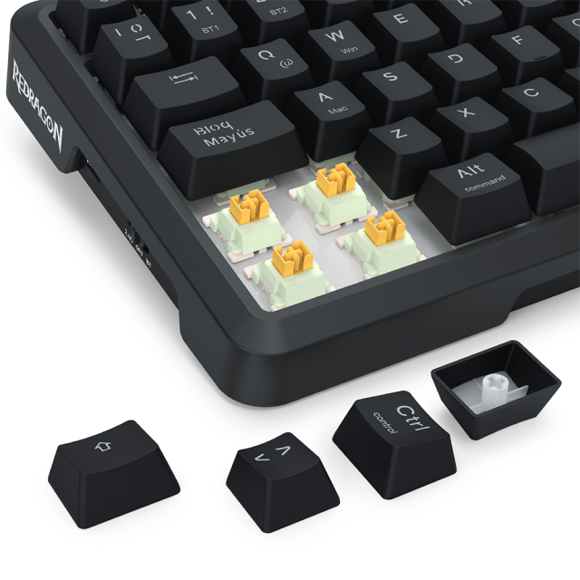 Teclado Mecánico Inalámbrico Redragon UCAL LCD K724 | 75% | Switch Lineal Yolk | Hot Swap | Pantalla LCD | Gasket Mount | 2.4 GHz / Bluetooth / USB | Español | RGB | Negro | K724RGB-PRO SP