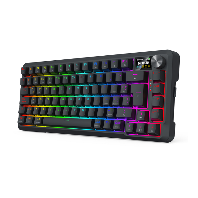 Teclado Mecánico Inalámbrico Redragon UCAL LCD K724 | 75% | Switch Lineal Yolk | Hot Swap | Pantalla LCD | Gasket Mount | 2.4 GHz / Bluetooth / USB | Español | RGB | Negro | K724RGB-PRO SP