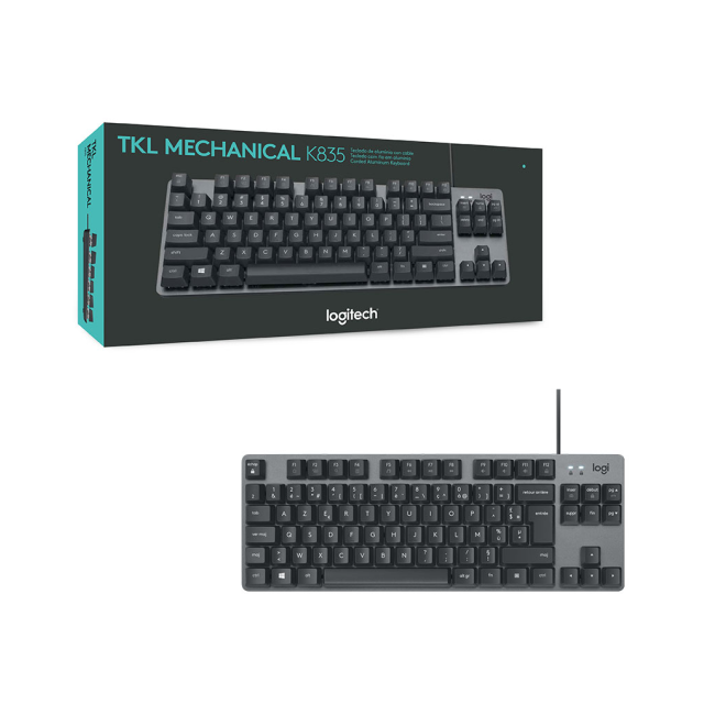 Teclado Alámbrico Mecánico Logitech K835 | TKL | Switch Blue | Español | Color Gris | 920-010085