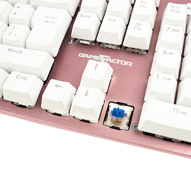 TECLADO ALAMBRICO MECANICO GAMEFACTOR KBG400 PINK SWITCH BLUE (ESPAÑOL) / KBG400-PK-BL