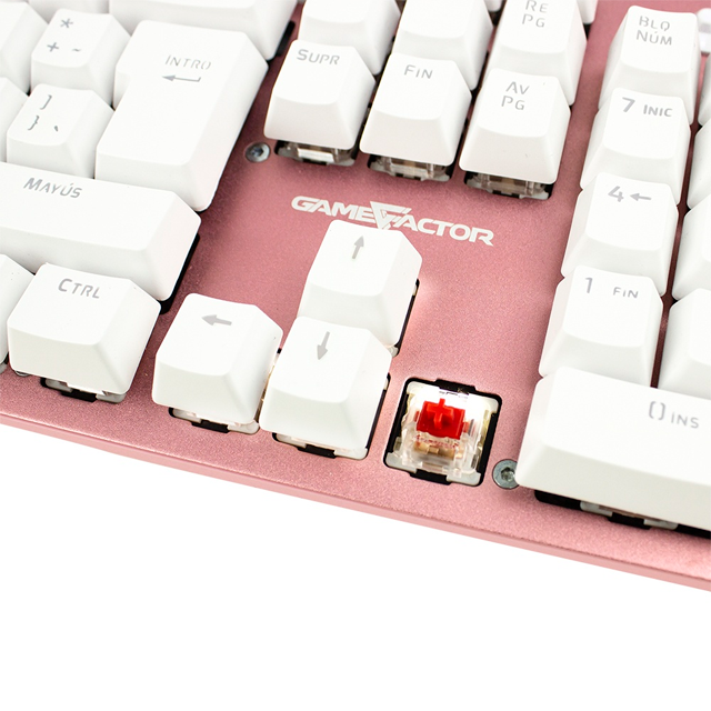 TECLADO ALAMBRICO MECANICO GAMEFACTOR KBG400 PINK SWITCH RED (ESPAÑOL) / KBG400-PK-RD