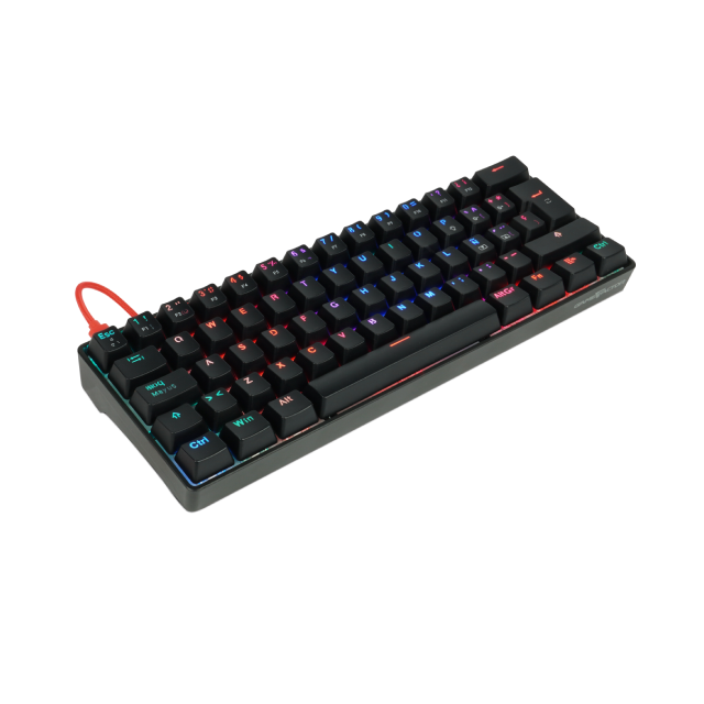 Teclado Alámbrico Mecánico GameFactor KBG560 | 60% / 61 Teclas | Switch Gateron Red | Keycaps Extras | Español | RGB | KBG560-RD