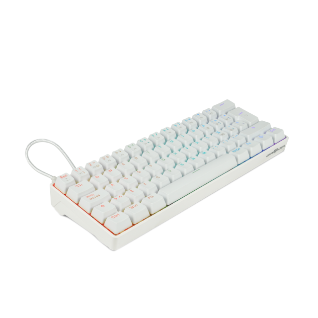 Teclado Alámbrico Mecánico GameFactor KBG560 | 60% / 61 Teclas | Switch Gateron Rojo | Incluye Keycaps extras Intercambiables | Español | Color Blanco | KBG560-WH-RD