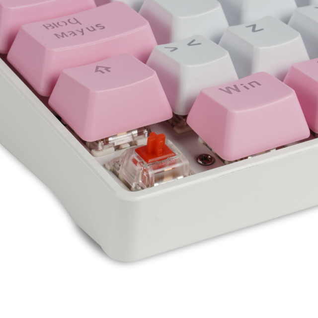 Teclado Alámbrico Mecánico GameFactor KBG560 | 60% / 61 Teclas | Switch Gateron Rojo | Incluye Keycaps extras Intercambiables | Español | Color Blanco | KBG560-WH-RD