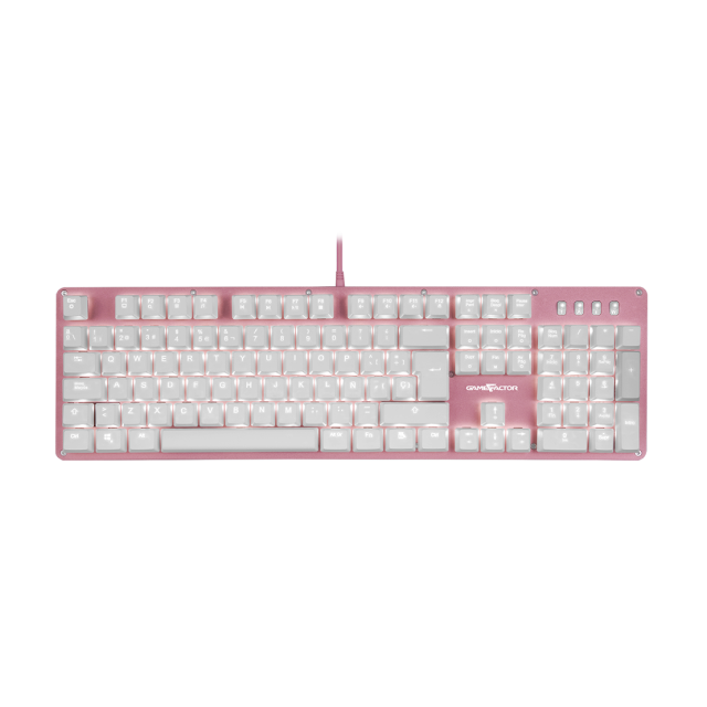 Teclado Alámbrico Mecánico GameFactor KBG400-PK | Full Size | 104 Teclas | Switch Azul | Español | Color Rosa | KBG400-PK-BL