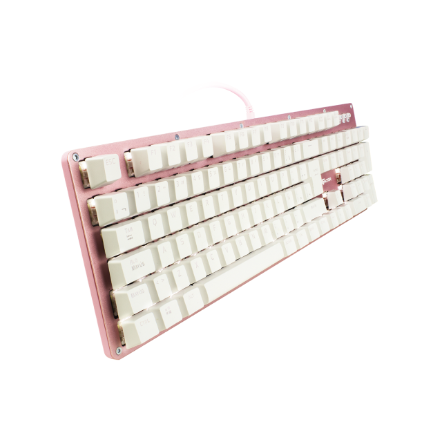 Teclado Alámbrico Mecánico GameFactor KBG400-PK | Full Size | 104 Teclas | Switch Azul | Español | Color Rosa | KBG400-PK-BL