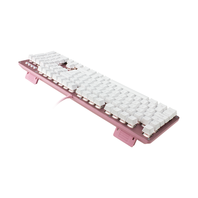 Teclado Alámbrico Mecánico GameFactor KBG400-PK | Full Size | 104 Teclas | Switch Azul | Español | Color Rosa | KBG400-PK-BL