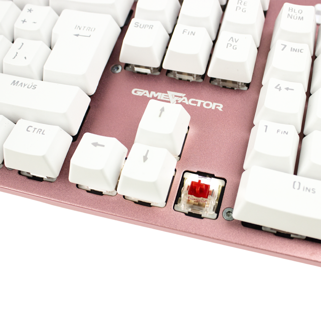 Teclado Alámbrico Mecánico GameFactor KBG400-PK | Full Size | 104 Teclas | Switch Red | Español | Color Rosa | KBG400-PK-RD