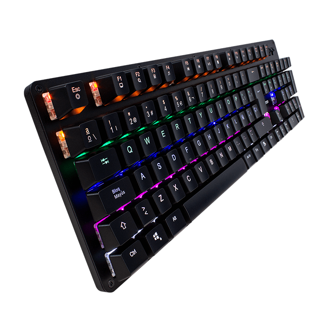 TECLADO ALAMBRICO MECANICO GAMEFACTOR NEGRO RGB SWITCH BLUE (ESPAÑOL) / KBG400-BL