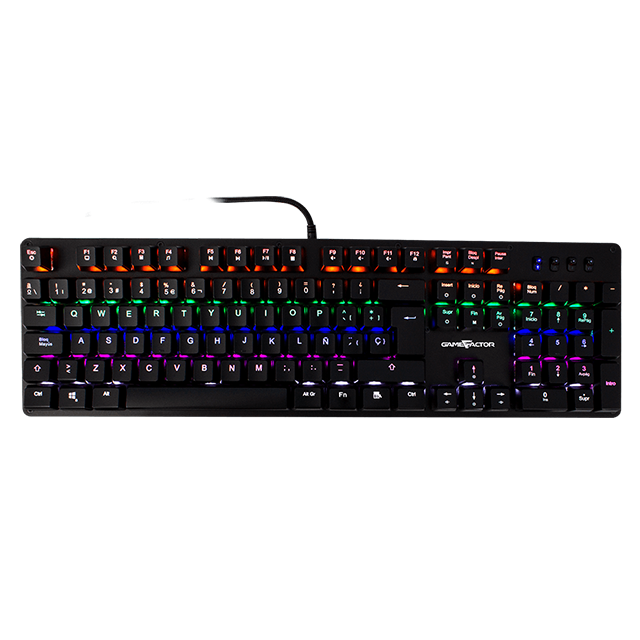 TECLADO ALAMBRICO MECANICO GAMEFACTOR NEGRO RGB SWITCH BLUE (ESPAÑOL) / KBG400-BL