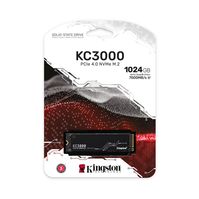 Unidad SSD Kingston KC3000 | 1024GB | M.2 NVMe | Hasta 7000MB/s Lectura / Hasta 3900MB/s Escritura | SKC3000S/1024G