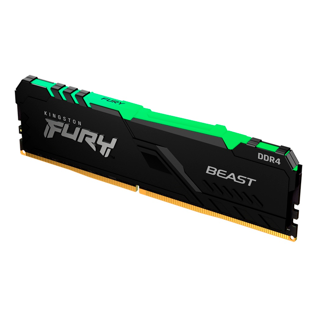 MEMORIA RAM DDR4 8GB 3200MT/s KINGSTON FURY BEAST RGB NEGRO / KF432C16BBA/8