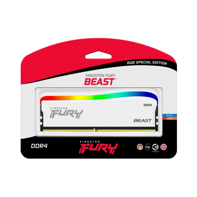 Memoria RAM | DDR4 | 8GB | 3600MT/s | Kingston Fury Beast RGB Blanco | KF436C17BWA/8