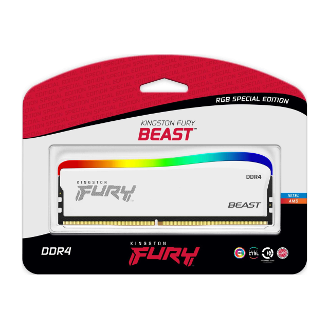 Memoria RAM | DDR4 | 8GB | 3200MT/s | Kingston Fury Beast RGB Blanco | KF432C16BWA/8