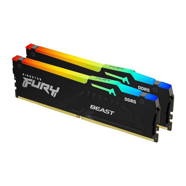 Kit de Memoria RAM DDR5  32GB (2 x 16GB) | 6000MHz | CL36 | Kingston FURY Beast RGB | KF560C36BBEAK2-32