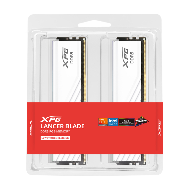 Kit de Memoria RAM ADATA XPG LANCER BLADE RGB DDR5 | 48GB (2 x 24GB) | DDR5 | On-Die ECC | 6000 MT/s | CL30 | XMP / EXPO | Blanco | AX5U6000C3024G-DTLABRWH