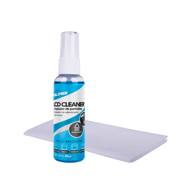 Kit Limpiador de Pantallas Silimex LCD Cleaner | 60 ml | Antibacteriano | Incluye Microfibra | Kit LCD Cleaner 60 ml