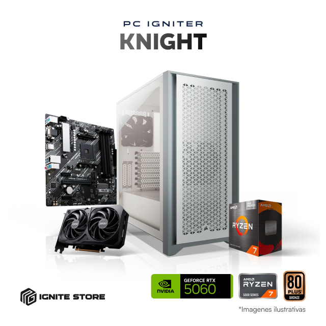 PC Igniter Knight | R7 5800XT | RTX 5060 8GB | 16GB de RAM | SSD 1TB