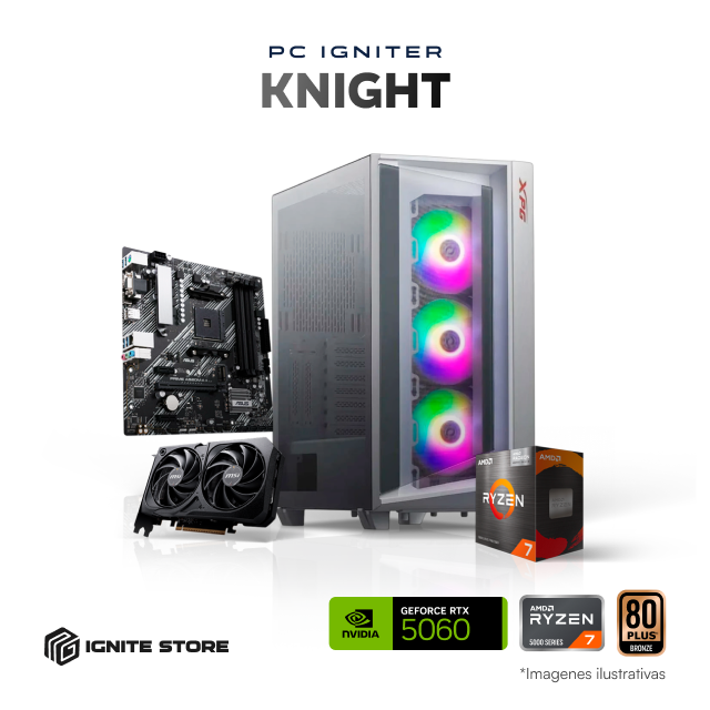 PC Igniter Knight | R7 5800XT | RTX 5060 8GB | 16GB de RAM | SSD 1TB