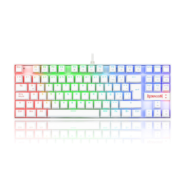 Teclado Alámbrico Metálico Redragon Kumara White K552W | TKL | Switch Redragon Blue | Español | K552W-RGB-SP