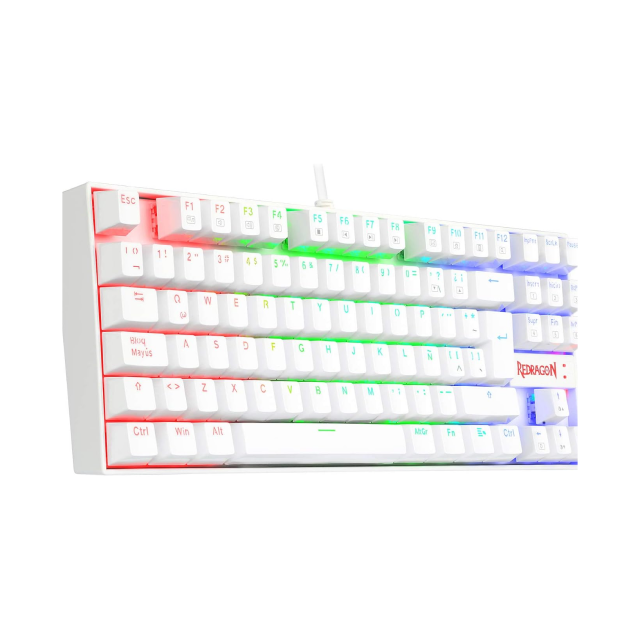 Teclado Alámbrico Metálico Redragon Kumara White K552W | TKL | Switch Redragon Blue | Español | K552W-RGB-SP