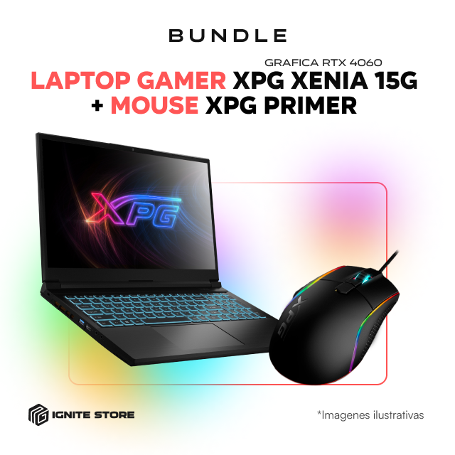 BUNDLE LAPTOP GAMER ADATA XPG XENIA 15G / i7 14700HX / RTX 4060 / 16GB DDR5 / 1TB SSD/ XENIAG15I7G14HX4060LX-BKCES