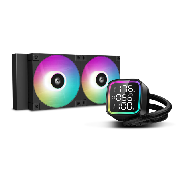 Enfriamiento Líquido DeepCool LD240 | 240mm | 600-2400 RPM | 8.71 dB | Panel LED | RGB | Color Negro | R-LD240-BKMSN-G-1