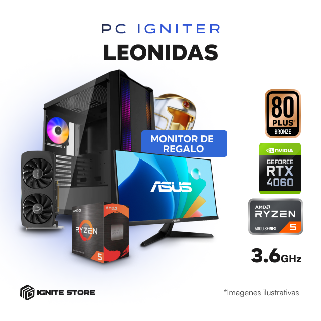 PC IGNITER LEONIDAS - R5 5600GT + RTX4060 + MONITOR