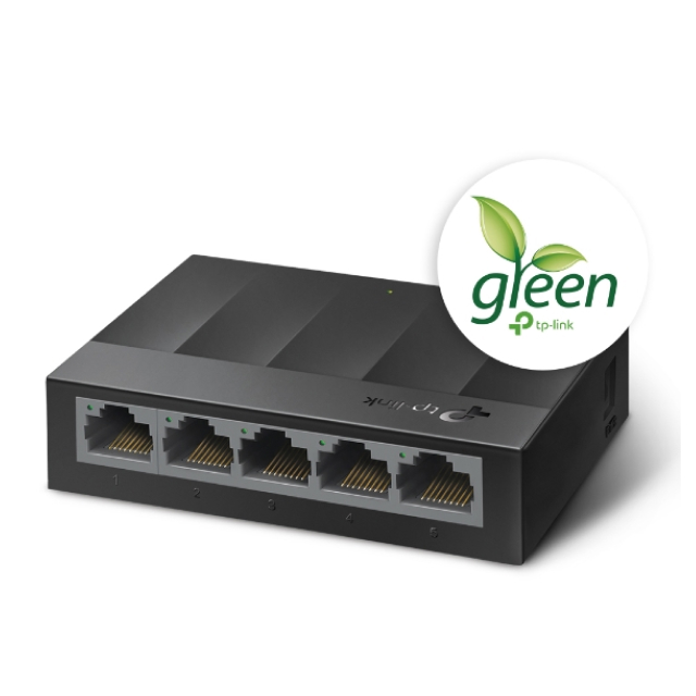 Switch Gigabit Ethernet TP-Link LS1005G | 5 Puertos a 10 / 100 / 1000 Mbps | Capacidad de Switcheo de 10 Gbit/s | No Administrable | Tecnología de Eficiencia Energética | LS1005G